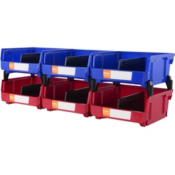 VEVOR 6er-Set Sichtlagerboxen Stapelboxen Stapelkisten Lagerkästen Blau/Rot