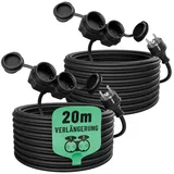 greate. 2fach Verlängerungskabel Outdoor 20m - 2er Pack