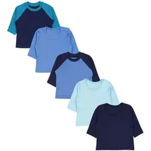 TupTam Baby Jungen Langarmshirt Gestreift 5er Set, Farbe: Reglan Blau Uni Mix, Größe: 104 - 104