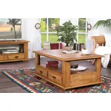 1a Direktimport Couchtisch mit Schubladen Braun Pinie 110 x 48 cm