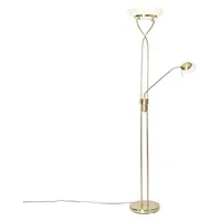 QAZQA Stehleuchte Messing inkl. LED und Dimmer mit Leselampe - Empoli