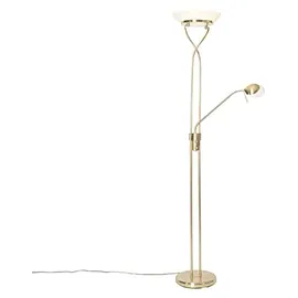 QAZQA Stehleuchte Messing inkl. LED und Dimmer mit Leselampe - Empoli