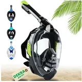Khroom Schnorchel Schnorchelmaske Erwachsene / Kinder, CO2 sicher, Vollgesichtsmaske (DEKRA geprüft), Seaview X schwarz ab 1,60m (L/XL)