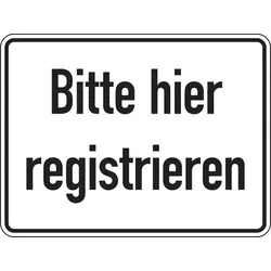 Aufkleber Hinweisschild, Bitte hier registrieren, Folie - 300 x 200 mm Folie selbstklebend
