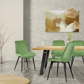 ML-Design Esszimmerstühle 6er Set Salbei Sitzfläche aus Samt mit Rückenlehne,