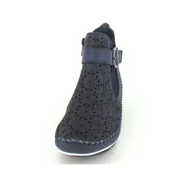 Gemini Damen Stiefelette Leder Cutouts floral Muster 382019-19, Größe:38 EU, Farbe:Blau - Blau - 38