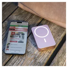 EMOS Powerbank WI 1046, 10000 mAh MagSafe mit Passthrough und Wireless-Charging, USB-C-Ausgang inkl. Kabel - für iPhone, Smartphone, - rosa, B0551S - Rosa