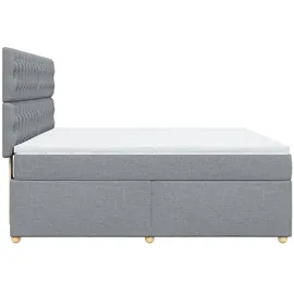 vidaXL Boxspringbett mit Matratze Hellgrau 180x200 cm Stoff