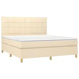 vidaXL Boxspringbett mit Matratze & LED Creme 160x200 cm Stoff