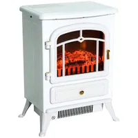 Homcom Elektrokamin Kaminofen Flammeneffekt 950/1850W Überhitzungs-Schutz Weiß 41,5 x 28 x 54,8 cm