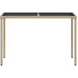 vidaXL Gartentisch mit Glasplatte 117,1 x 58,9 x 11,3 cm Beige