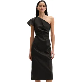 Marc O'Polo Midikleid "aus Viskose-Leinen-Stretch", Damen, Gr. 42, Normalgrößen, schwarz, Obermaterial: 53% Leinen, 45% Viskose, 2% Elasthan, unifarben, slim fit wadenlang, Kleider Midikleid