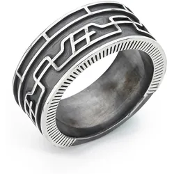 Fingerring HECHTER PARIS "Schmuck Geschenk Silber 925 Herrenring Logo Branding" Gr. 62, silber (silberfarben, schwarz), Fingerringe, Herren, 62, Silber 925 (Sterlingsilber), 10mm
