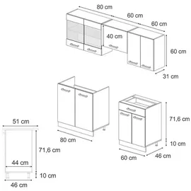Vicco Küchenzeile R-Line 200 cm Anthrazit Hochglanz
