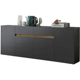 furn.design Sideboard grau matt und Wotan Eiche Kommode 220 x 87 cm