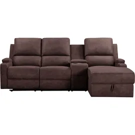 OTTO home Ecksofa NAPORI Mikrofaser 3-Sitzer Dunkelbraun