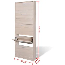 vidaXL Schuhschrank 59 x 169 x 59 cm 5 Schuhkipper braun