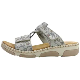 Rieker Damen Pantolette mit T-Riemen und Blumenmuster Weite H 66292, Größe:41 EU, Farbe:Mehrfarbig - Grau - 41