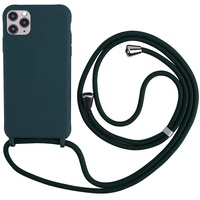 TANGNI Handykette Hülle für iPhone 11 Pro Max Hülle Necklace Hülle mit Kordel zum Umhängen Silikon Handy Schutzhülle mit Band - Schnur mit Case zum umhängen -Grün