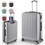 Easy Move ABS Hartschalenkoffer [ERGONOMISCH & SICHER] - Großer Trolley Koffer mit 360° Rädern, Zahlen Schloss - reisekoffer groß, hartschalenkoffer, Luggage (Silver Gray, 65cm) *