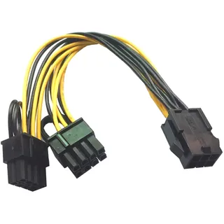 Bolwins R01S Grafikkarten Stromadapter - 6pin PCIe auf 2x 8pin (6+2) PCI-Express Adapter, 18cm GPU VGA Mining Videokarten-Konverterkabel, PCI Express Power Netzkabel