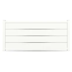 Zaun, Aluminium, Weiß RAL 9016, Modell Düsseldorf, flexible Befestigungssysteme, Zaunelement individuell konfigurierbar