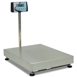 TMS INOX-Industrie-Plattformwaage mit vielseitiger Anzeige mit 300 kg und 500 x 400 mm. Edelstahlwaagen für Säcke, Kartons, Lebensmittelverpackungen.