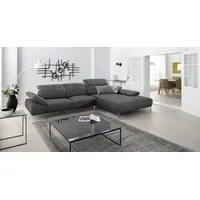 Ecksofa W.SCHILLIG "levi, elegant und bequem, L-Form", grau (graphite w60), B:344cm H:80cm T:207cm, ROHLEDER Jacquard-Flachgewebe Q2 W60 (63% Polyester, 37% Polyacryl), Sofas, inklusive Kopfstützenverstellung & Seitenteilverstellung, Breite 344cm