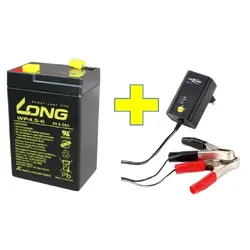 AGM BLEI AKKU BATTERIE 6V 4,5Ah kompatibel für USV BLEIGEL GEL + LADEGERÄT