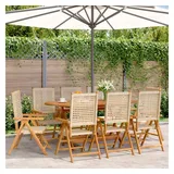 vidaXL Gartenstuhl Verstellbar 8 Stk. Beige Poly Rattan Massivholz