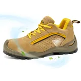 SAFETOE Arbeitsschuhe Herren & Damen Leichte, 7296YN Sicherheitsschuhe Herren & Damen, Wasserdichtes & Atmungsaktiv Leder, Bequeme Einlegesohlen, S1P ESD Stahlzehe & Stahlplatte - 39 EU Weit