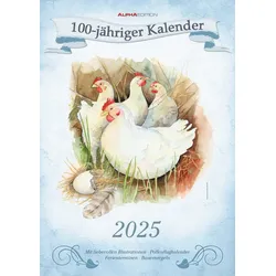 Alpha Edition, Kalender, 100-jähriger Kalender 2025 Bildkalender, 29,7x42cm, Bildkalender mit Feiertagen (Deutsch)