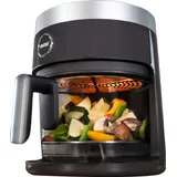 Unold 58695 Glas Heißluftfritteuse mit Digitalem LED-Touchscreen, 10 Automatikprogramme für, Grillen, Garen, Braten, Dörren, Backen,