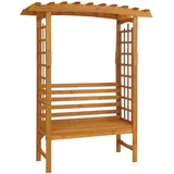 Mendler Rosenbogen mit Sitzbank HWC-Q21, Gartenbogen Rankhilfe Bank Gartenbank Holz FSC®-zertifiziert 201x160x60cm ~ natur