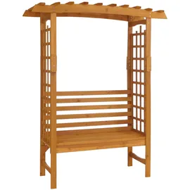Mendler Rosenbogen mit Sitzbank HWC-Q21, Gartenbogen Rankhilfe Bank Gartenbank Holz FSC®-zertifiziert 201x160x60cm ~ natur