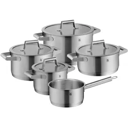 Topf-Set WMF "Comfort Line Induktion, Kochtopf Set mit Glasdeckel, mattiert", silber (edelstahlfarben), Töpfe, Töpfe Set stapelbar, für alle Herdarten geeignet, Innenskalierung