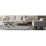 JVmoebel Elegantes Weißes Sofa-Set 3-Sitzer Polstersessel Metallfüße