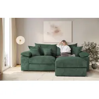 Home affaire Ecksofa Soft&Cosy XL L-Form - Breite 246 cm, Mega-Sofa, in Cord, Federkern-Polsterung grün