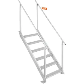 Vevor 6-stufige Badeleiter mit zwei Handläufen Bootsleiter 800x1850x2092mm Poolleiter aus Aluminiumlegierung Treppenleiter 250kg Tragfähigkeit 10cm Pedale Ideal für Häfen Boot Schwimmbäder