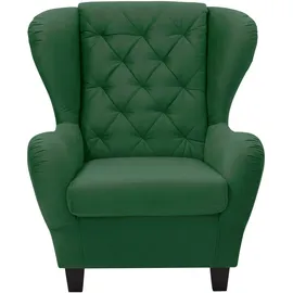 Home Affaire Ohrensessel HOME AFFAIRE "Alexandra", grün (flaschengrün), B:92cm H:103cm T:93cm, Samtvelours (100% Polyester);Struktur fein (100% Polyester), Sessel, Ohrensessel, incl. Hocker, mit Steppung, in vielen Farben