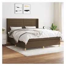 vidaXL Boxspringbett mit Matratze Dunkelbraun 180x200 cm Stoff