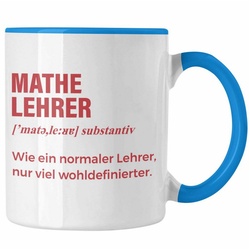 Trendation Tasse Trendation – Mathelehrer Tasse Mathematiker Tassen mit Spruch Lustig Kaffeetasse Geschenk Wie ein Normaler Lehrer blau