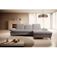 Goldstoff Ecksofa mit Schlaffunktion und Bettkasten - L-Form Sofa Beige/Grau, 1 Teile, Modernes Schlafsofa mit Sofakissen - Premium Couch Cord & L-Form grau