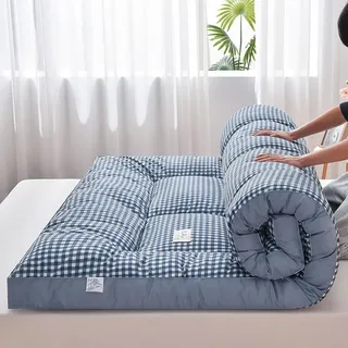 Japanische Futon-Matratze, Bodenmatratze, Klappmatratze, Tatami-Matratze, tragbare Camping-Matratze, einfach zu verstauen, atmungsaktiver Stoff für Couch-Matratze, Blau, 90 x 200 cm