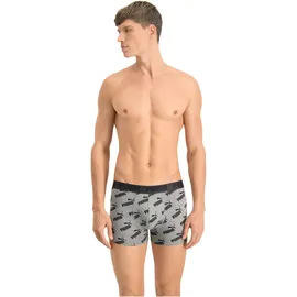 Puma Logo All-Over-Print Boxershorts dark grey melange/black M 2er Pack