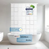 Rapid Teck® Halb-Kassetten Duschrollo 160cm | stilvolles Design Quadro Square | Duschvorhang mit Seilzug | Modernes Duschrollo für Badewanne | Duschrollo für Dusche und kleine Bäder