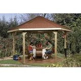 Weka Pavillon 656 3,76 x 3,29 m kdi inkl. Schindeln rot