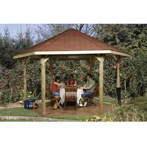 Weka Pavillon 656 3,76 x 3,29 m kdi inkl. Schindeln rot