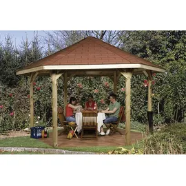 Weka Pavillon 656 3,76 x 3,29 m kdi inkl. Schindeln rot