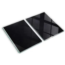 Tulup Herdabdeckplatte 2-tlg. ESG gehärtetes Glas 40 x 52 cm Schwarz